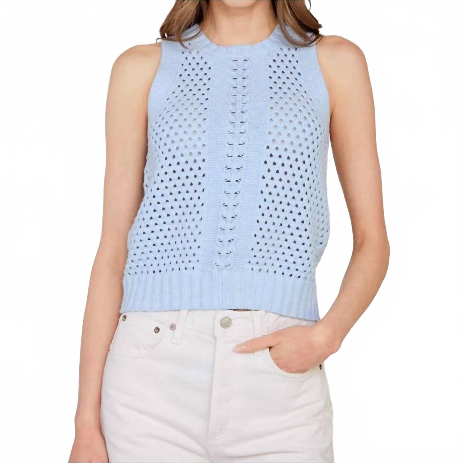 New Autumn Cashmere Texture Stitch Halter Tank In Freeze